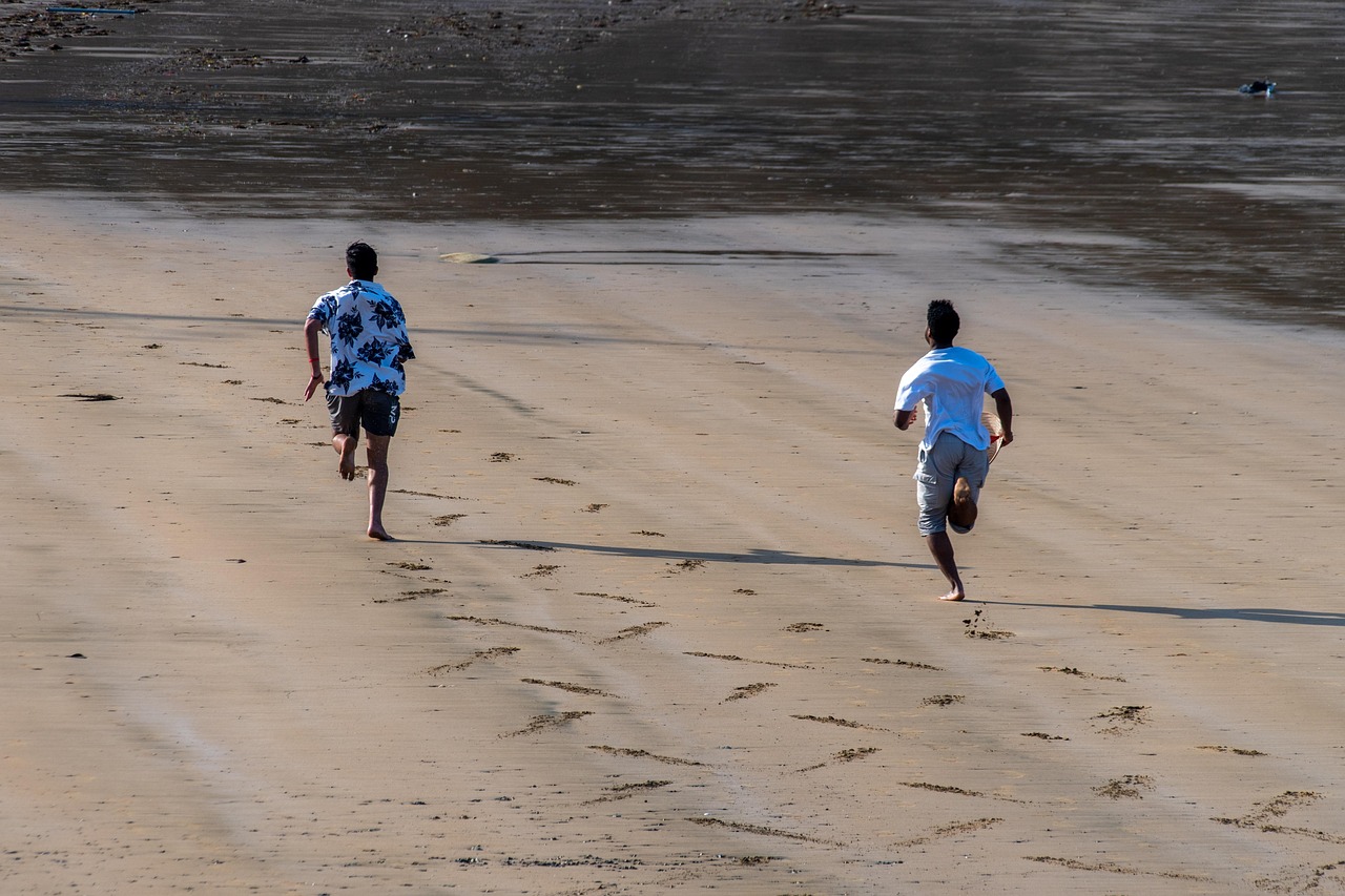 men, run, nature, sprint, competition, sports, beach, fun